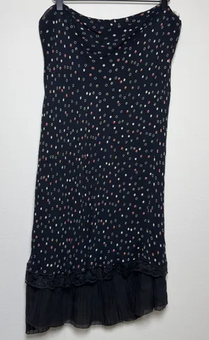 VTG 90s April Cornell Women Whimsigoth Midi‎ Skirt L Black Polka Dot Lace Indie thumbnail 1