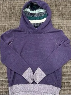 American Eagle purple hoodie teal fleece-lined sweatshirt size medium thumbnail 4