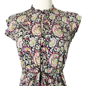 Emerson Fry Love Tòmas Modal Maxi Dress Pink Paisley Hand Block Print Size Small thumbnail 4