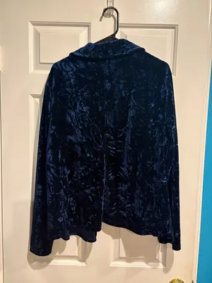 Natural life crashed velvet open jacket blazer navy blue boho sz L XL thumbnail 2