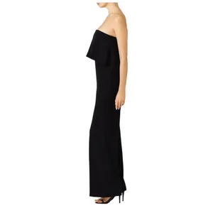 NWT DO+BE Black Strapless Overlay Front Ruffle Wide Leg Jumpsuit Black Size M thumbnail 5