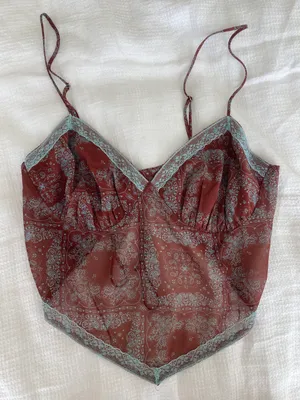 Cotton Candy LA Brown and Blue Tie top thumbnail 1