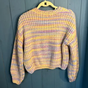 Jessica Simpson Pastel Striped Cropped Oversized Wool Sweater | Medium thumbnail 6