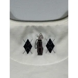 Vintage Christopher & Banks Women's M‎ Golf Embroidered Ivory Short Sleeve Top thumbnail 8
