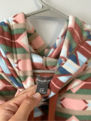 Eddie Bauer Oversize Fleece Sweatshirt Aztec Pattern Multi Color Orange Blue S M thumbnail 7