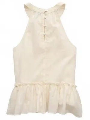 AE Embroidered Halter Tank Top American Eagle NWT Cream XS thumbnail 5