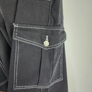 Cider Happy Hour Cargo Jeans Wide Leg Black Denim Contrast Stitch Size XL thumbnail 11