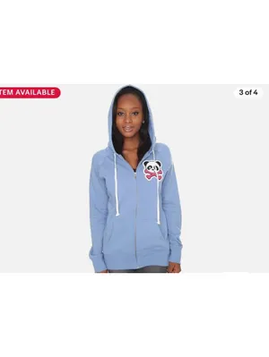 NEW Superfresh Panda & Crossbones Womens Full Zip Hoodie Hoodie Sweatshirt Small thumbnail 2