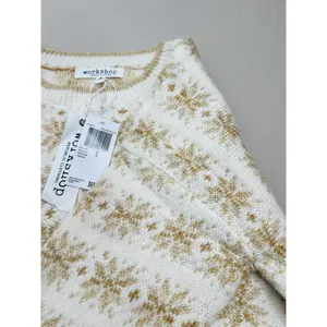 Workshop Republic Clothing Womens Sweater Size S Fair Isle Cream Gold Cozy thumbnail 6