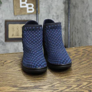 Steven by Steve Madden Enda Cross Weave Block Heel Booties Navy Blue 6.5 thumbnail 3