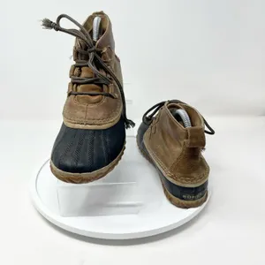 Sorel Women's‎ Out And About Brown Leather Ankle Rainboots Winterboots Size 5 thumbnail 5
