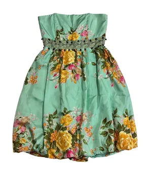 Vintage Y2K Plenty Silk Strapless Floral Bubble Hem Mini Dress Size 8 FLAW thumbnail 1