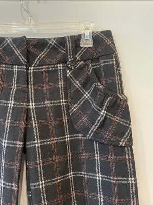 Plaid Wide-Leg knee shirts - Black & Brown wool blend Delia’s thumbnail 2