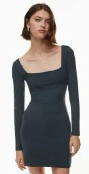 NWT Babaton Charcoal Long-Sleeve Square Neck Bodycon Dress thumbnail 1