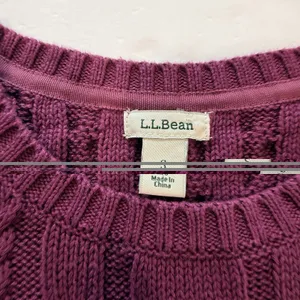 LL Bean Purple Double L Mixed Cable Cotton Crew Neck Pullover Sweater Size SMALL thumbnail 9