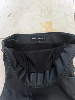 ZARA Black Faux Leather Dress Mini thumbnail 2