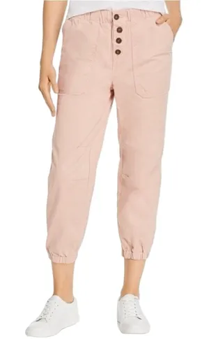 Free People Women’s Size S Blush Pink Cropped Button Front Jogger Pants thumbnail 1