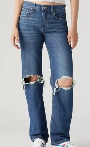 Levi's Low Pro Straight Leg Jeans Women's Size 30 Denim Relaxed Fit Blue thumbnail 1