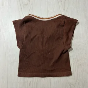 Out From Under Urban Outfitters Brown Ribbed Crop Top Tate McRae Bar Top Size XS thumbnail 3