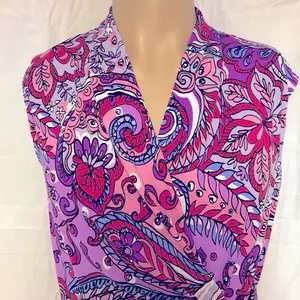 Karin Stevens Paisley Print Dress With Belt Size 10 thumbnail 3