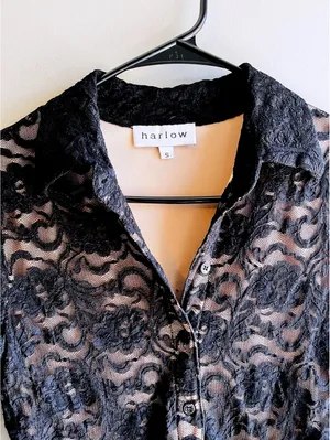 Harlow Black Lace WhimsiGoth Romantic Top Small thumbnail 2