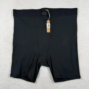 Skims Cotton Rib Boxer Onyx Black Ribbed High Waisted Shorts Womens XL‎ NEW thumbnail 1