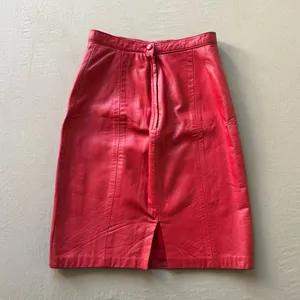 Vintage Red Leather Pencil Skirt thumbnail 4