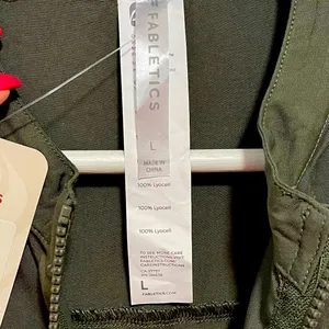 NWT Fabletics Everleigh Woven Jumpsuit Utility Long Sleeve Safari Green L thumbnail 9