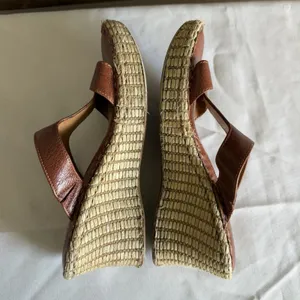 Born Brown Leather Woven Espridrille Wedge‎ Platform Sandal Women 6 US. 36.5 EU thumbnail 10