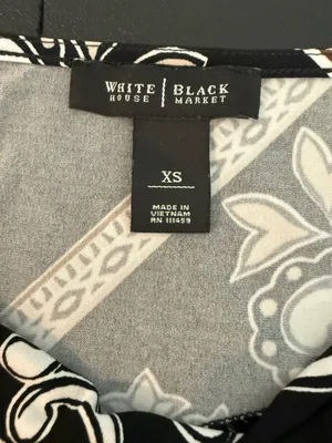 White House Black Market Black Paisley Print Cowl Neck Top XS thumbnail 3