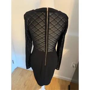 Black sexy dress formfitting, long sleeve black dress medium thumbnail 2