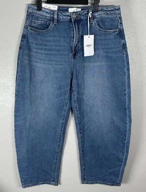 NEW Vervet Kate Barrel Leg Denim Jeans Women's Size 32 Blue Medium Wash thumbnail 1