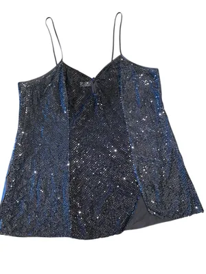 Vintage Night Magic plus size Sequin Cami Slip Top mini chemise lingerie thumbnail 2
