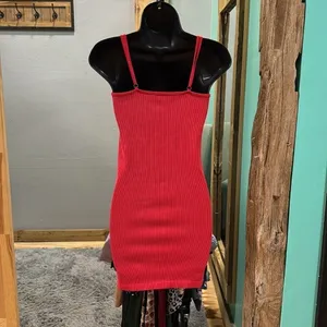 Forever 21‎ Red Ribbed Bodycon Mini Dress Sleeveless Spaghetti Strap Women Small thumbnail 4