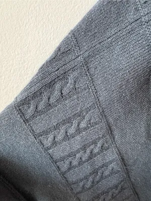 Vintage Vineyard Vines Black Cashmere Wool Cable Knit Detail Shawl Wrap One Size thumbnail 3