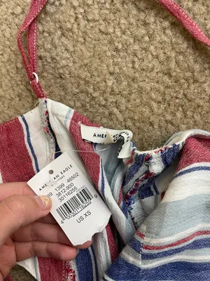 American Eagle Red White Blue Striped Romper thumbnail 7