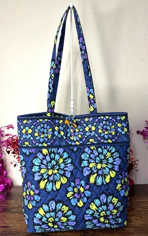 VERA BRADLEY Indigo Pop Blue Flower Tote thumbnail 1