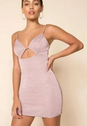 Superdown Revolve Grabriella Cut Out Pink Sparkle Mini Dress Size M thumbnail 1