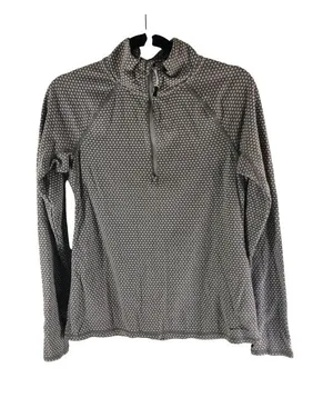 Eddie Bauer Womens Gray Polka Dot 1/4 Zip Pullover Long Sleeve Top Size L thumbnail 1