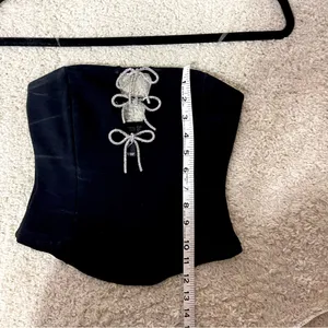 Windsor Black Strapless Crop Top with Silver Bows thumbnail 4