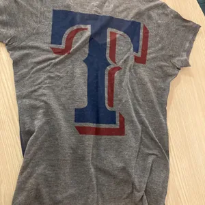 Texas Rangers T Shirt Medium Gray and Blue Sheer Burn Out Material Short Sleeve thumbnail 2