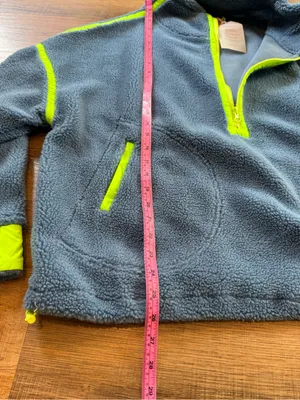 LOVLOV Blue Sherpa Half-Zip Pullover with Neon Yellow Accents thumbnail 6