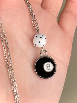 Handmade 8 ball & dice grunge funky unisex necklace🎲8️⃣🖤 thumbnail 2