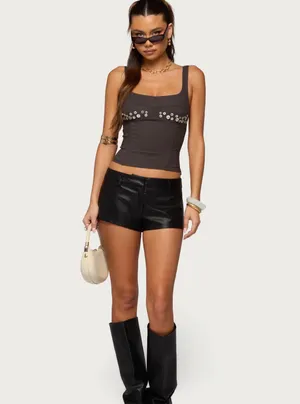 Edikted Leather Micro Shorts thumbnail 3