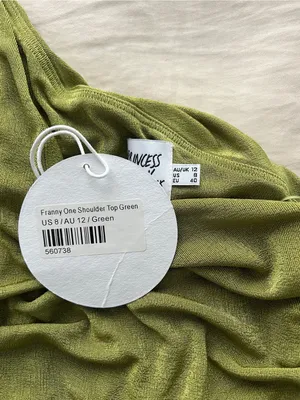NEW Princess Polly Green One-Shoulder Smocked Hem Top thumbnail 3