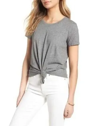 ✨Madewell Knot-Front Grey Sz Large Tee✨ thumbnail 1