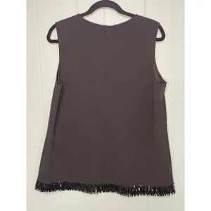 Ann Taylor Women's Sleeveless Sequined Fringe Trim Top Size Large thumbnail 2