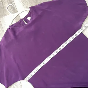 Vintage Silk Top short sleeve crop womens Purple (size 8) contemporary classic thumbnail 3