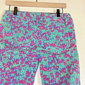 Lilly Pulitzer Worth Skinny Mini Pants Green Pink Floral Ankle Size 0 thumbnail 7