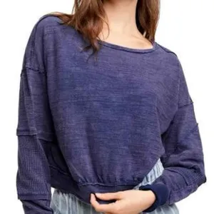 Free People We The Free‎ Blue Patchwork Slouchy Pullover Top Womens Medium Boho thumbnail 1